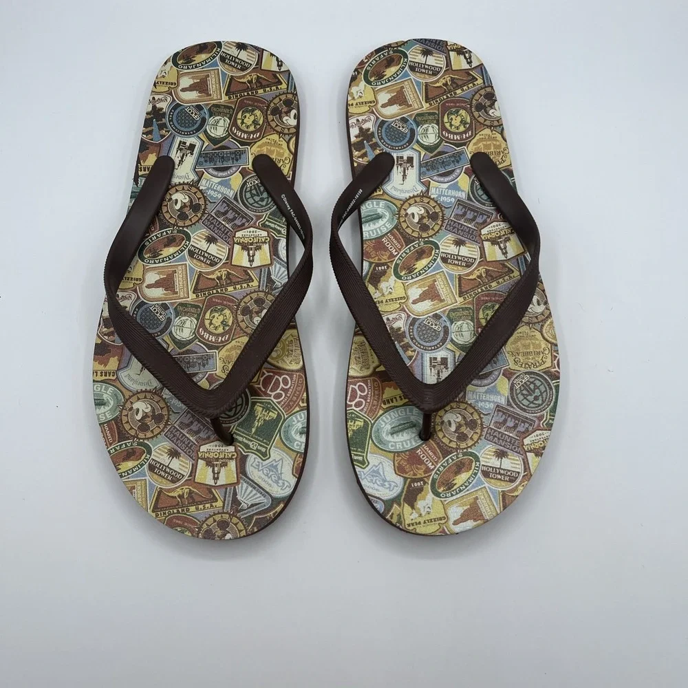 Walt‎ Disney World Land Men's Size 8-9 Brown Flip Flops